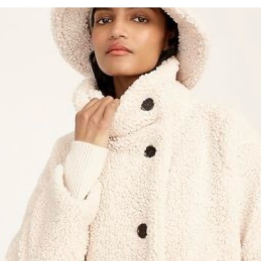 J Crew villa sherpa coat! Size 8 petite - Picture 2 of 12